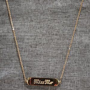 Miss Me Brand Gold Bar Double Sided Gold Chain Necklace